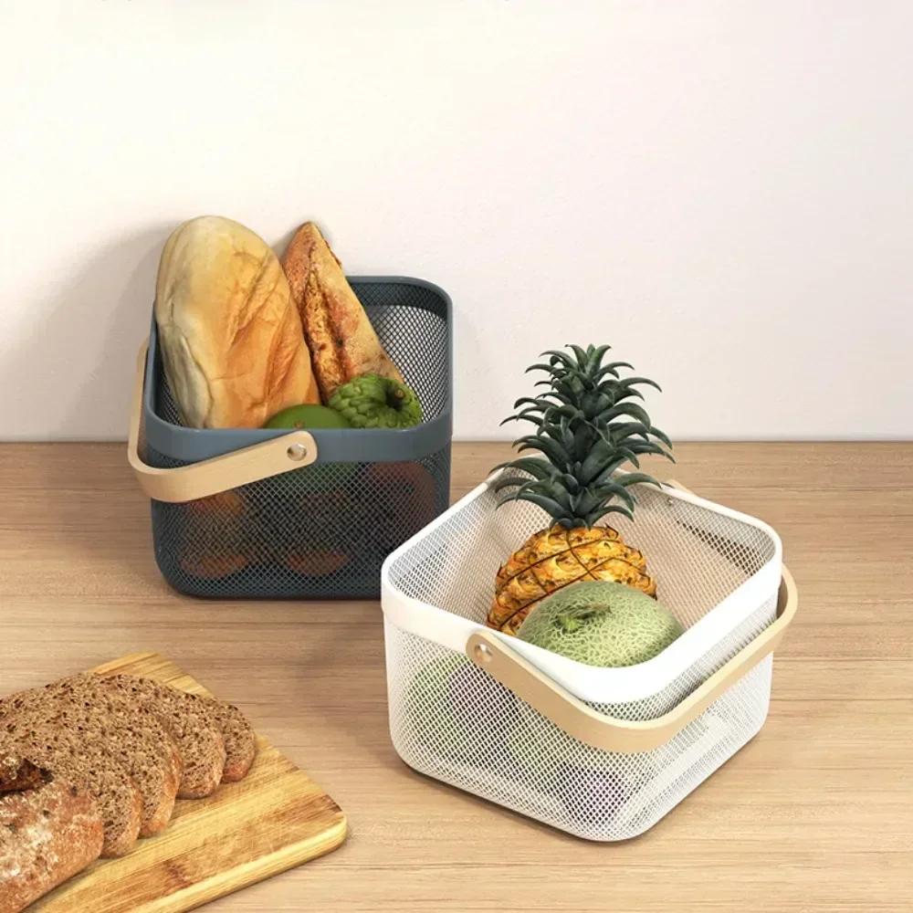 Metal Mesh Basket Multi-functional Hanging Durable Anti Corrosion Bread Fruit Food Organizer Bathroom Organizer Kitchen Baskets