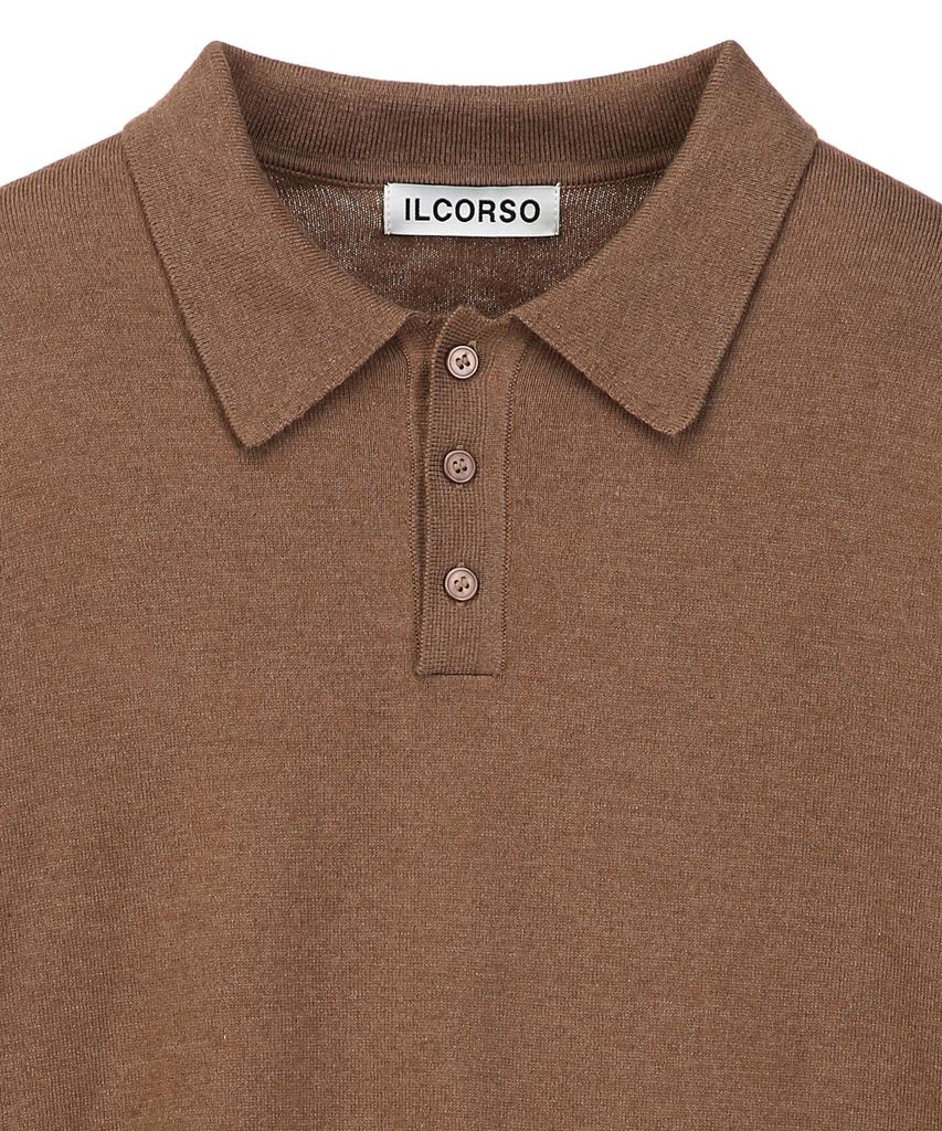 IL CORSO Wool Blend Cozy Polo Knit Brown Iesw5F505W2