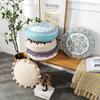 Moroccan Style Throw Pillow Embroider Craft Meditation Pouf Indian Bohemian Style Pom-pom Unstuffed Seat Cushion Ottoman Covers