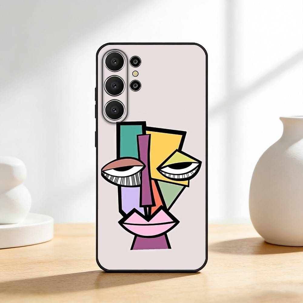 P-Picasso Abstract Art Painting Phone Case For Samsung S26,S25,24,23,22,30,21,10,9,Ultra,Plus,Lite,Black Soft Case Samsung S21lite