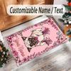 Pug Theme Crystal Velvet Floor Rug Personalized Custom Name Text Warm Carpet Home Decoration