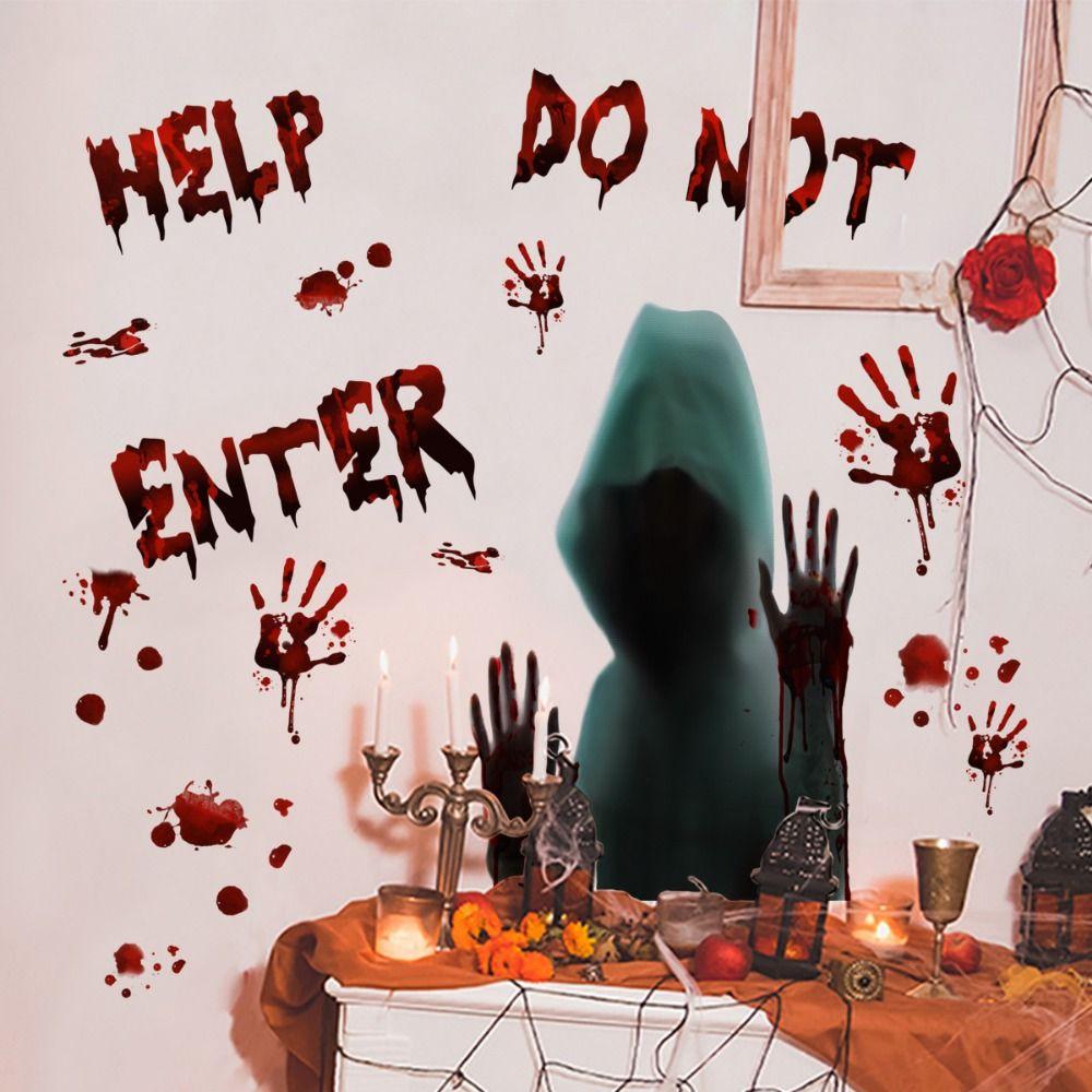 Self-paste Ghost Wall Sticker Waterproof Bloody Hand Decal  Party Decor