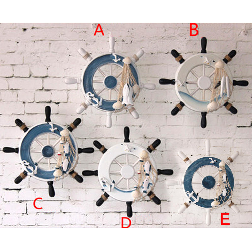 Ship Steering Wheel Net Beach Shop Home Wall Ornament