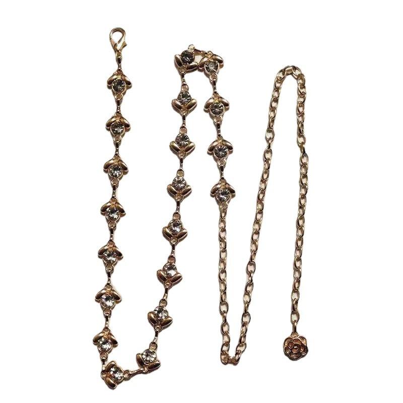 

Тонкий ремень в корейском стиле для женщин, милая и универсальная поясная цепочка, для юбки, свитера, пальто, декоративная, инкрустированная стразами, серебряная цепочка, поясная цепочка 105cm