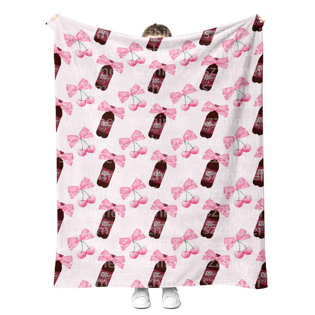 New Customizable Printing Trendy Fashion Soft Drink Dr Peppers Dr.Peppered Fleece Flannel Throw Blankets