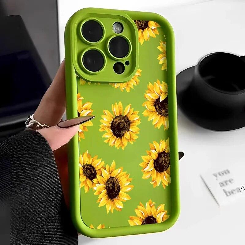 Daisy Flower Phone Case For iPhone 11 Case iPhone 15 14 Pro 13 12 Pro Max XR X XS Max 7 8 15 Plus SE 2020 Soft Candy Color Cover