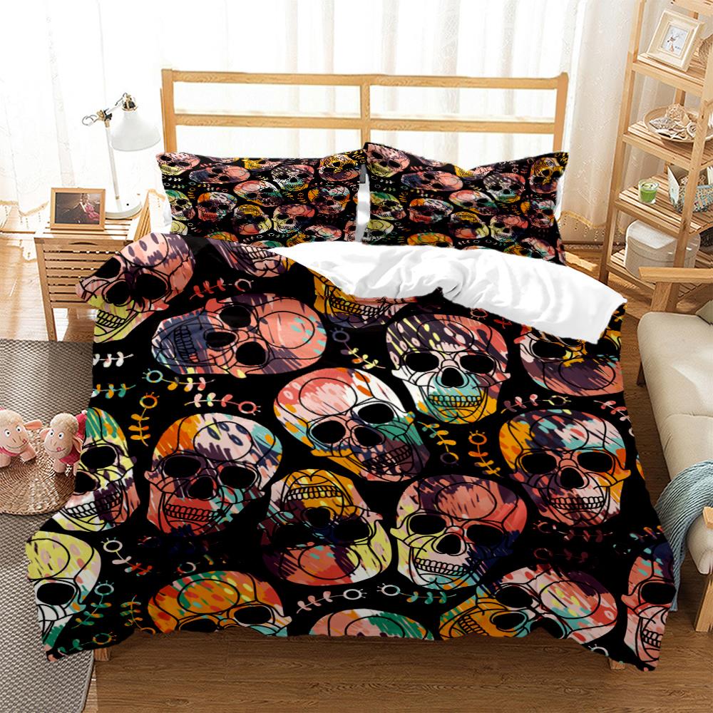 Mysterious Colored Skeleton Digital Print Polyester Bedding Sets Child Kids Covers Boys Bed Linen Set For Teens Quilt cover Set