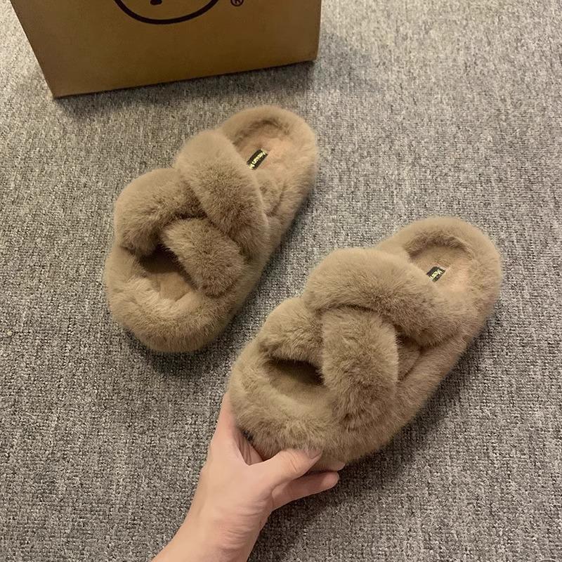 

Супер популярные тапочки Mao Mao женская уличная обувь 2025 новая осень и зима с юбкой домашние толстая подошва цельнокроеные хлопковые тапочки 40 хаки