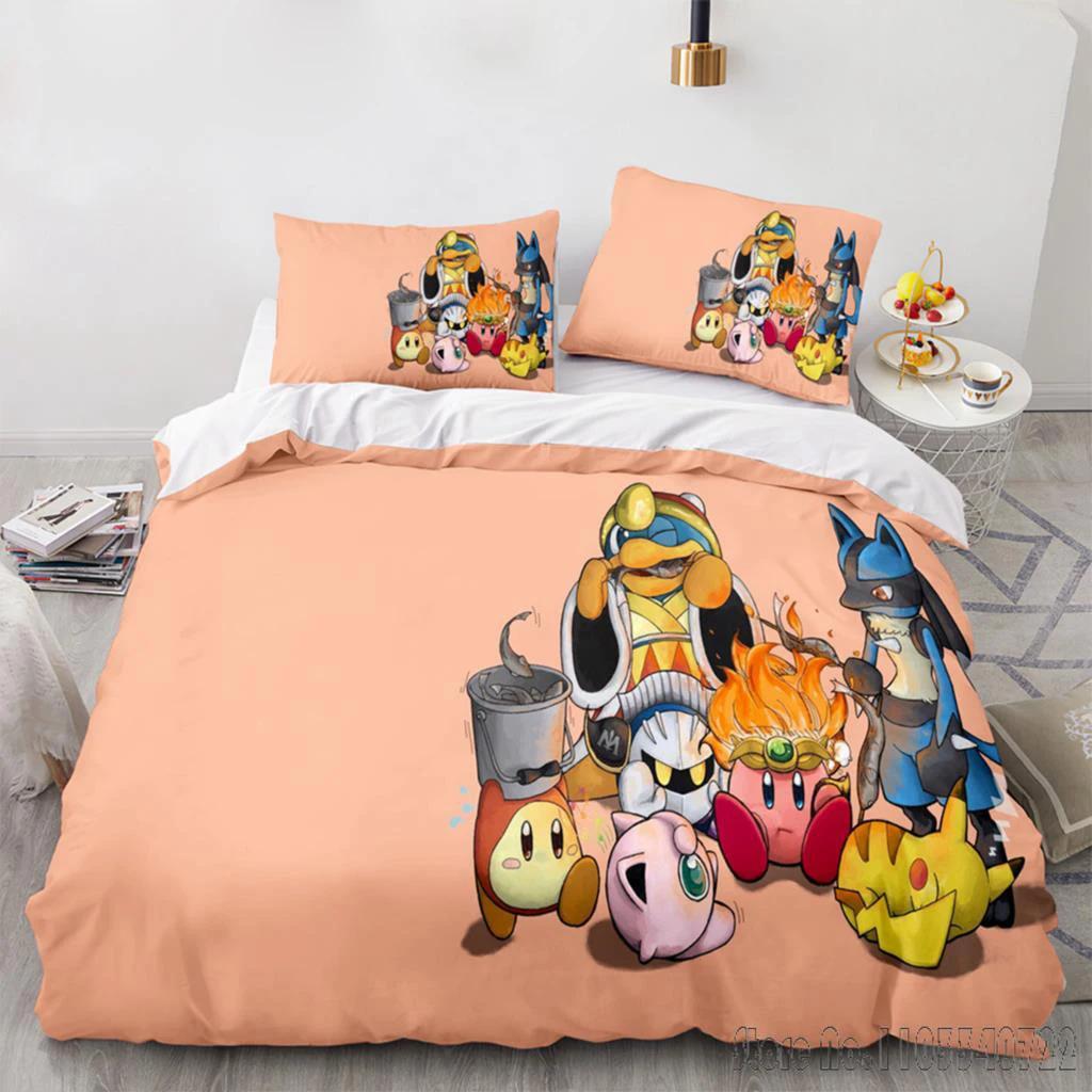 Anime Bandai 3D Home Pokemon Pikachu Bedding Set Baby Duvet Cover Sets Bedclothes Twin Single King Kids Adult Gift
