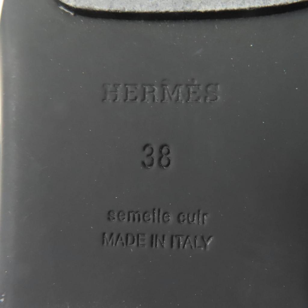 Great HERMES Sandals Aura Ankle Strap Black Leather Women 38 201063Z Used