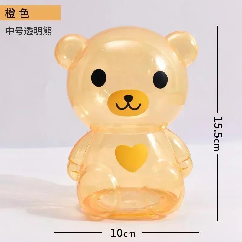 Creative Little Bear Piggy Bank Transparent Coin Paper Money Saving Box Cute Safe Deposit Box Kids Holiday Gift Desktop Decor