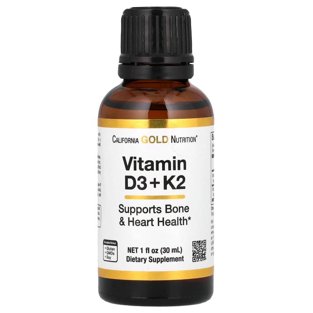 California Gold Nutrition, Vitamin D3 und K2, 25 mcg (1.000 IE), 1 fl oz (30 ml)