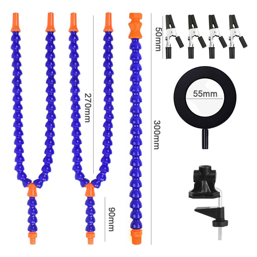PCB Circuit Board Holder 3X Magnifier with LED Light Soldering Third Hand Tool 5 Flexible Arms for Reading Work/PC Board/Welding