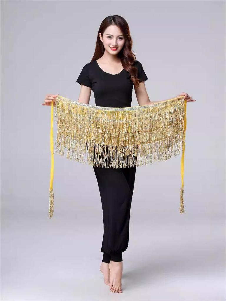 Halloween Belly Dance Costume with Sequin Tassels and Hip Scarf Waist Chain