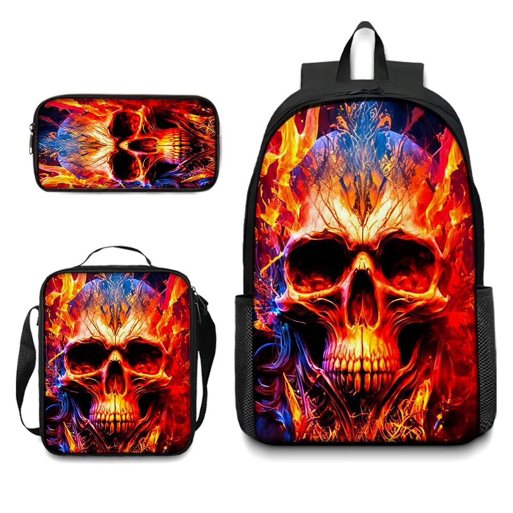 Peripheral backpack, skull schoolbag, student backpack pencil case