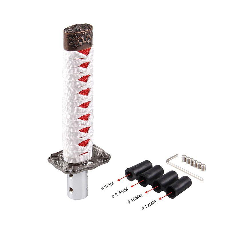 

Sword Universal Samurai Gear Shift Knob Shifter Katana Metal Blackred 15cm Jdm White Wrapped Red