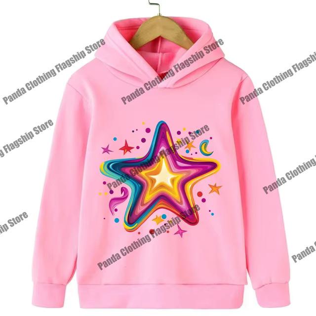 Pink Star Print Children's Hoodie for Boys and Girls - Long-Sleeved and Warm