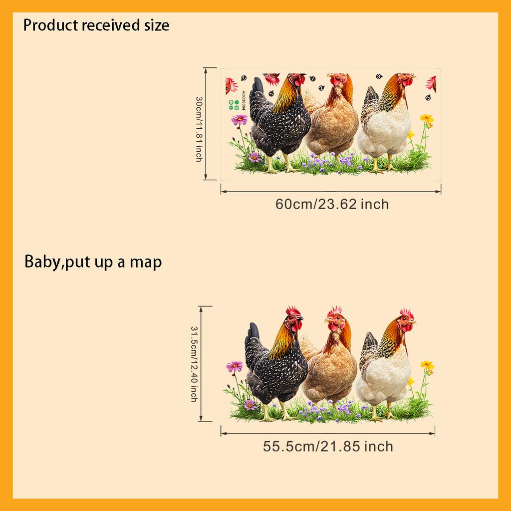 Countryside Chickens & Flowers Fridge Magnets, Farmhouse Wall Decals for Home Decor, Self-Adhesive