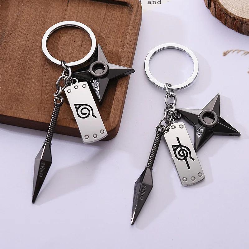 Anime Kunai Shuriken Konoha Keychain Keyring Women Jewelry Backpack Accessories