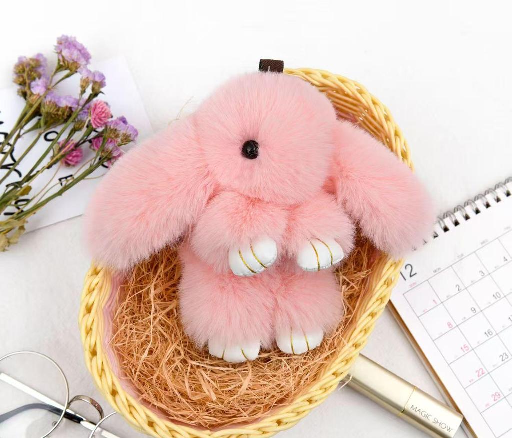 Portachiavi in Peluche Pelliccia Sintetica di Coniglio: Simpatico Ornamento Coniglio per Telefoni Cellulari e Chiavi dell'Auto