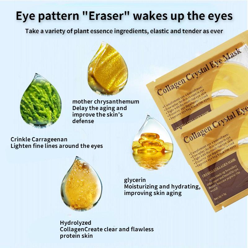 Ögonmask kristall ögonmask ögonlapp 24k guld dam ögonvård fuktgivande tight stay up sent ögonlapp