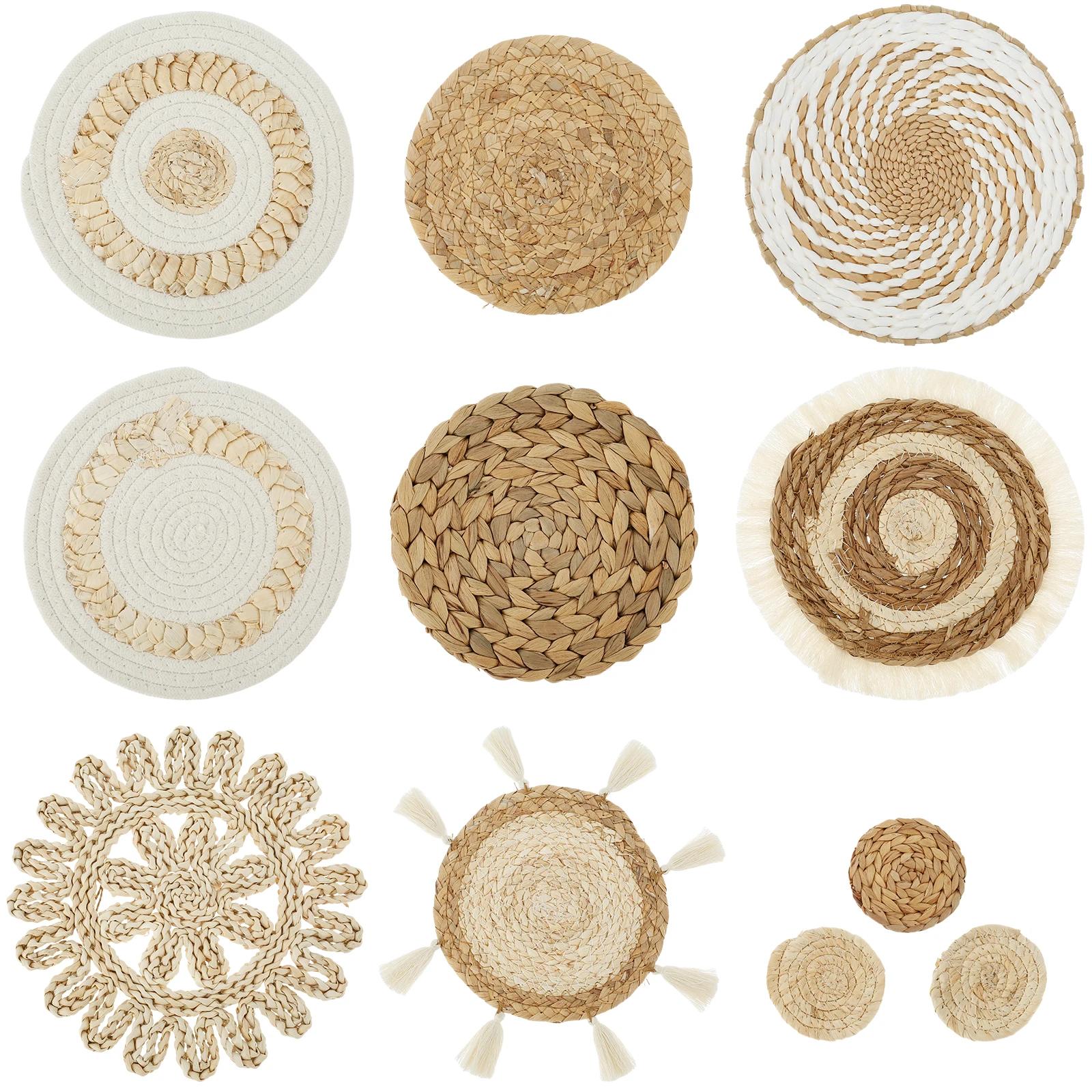 

11 шт. Плетеный настенный декор корзины Декоративный ротанг Ивовый настенный декор Ручная работа Плетеные настенные корзины Эстетичный настенный декор корзины Плетеный