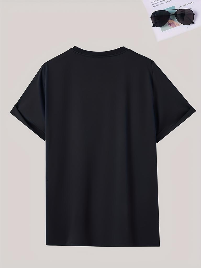 European sizes Face & " Keep Going" Motivational T-Shirt - Pink joyful & White Print Round Neck Casual Tee
