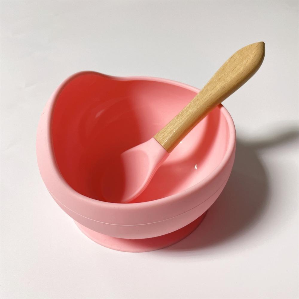 

New Kitchenware Suctive Toddler Bowl Food Grade Silicone Children Dishes Silicone Dinnerware рожевий