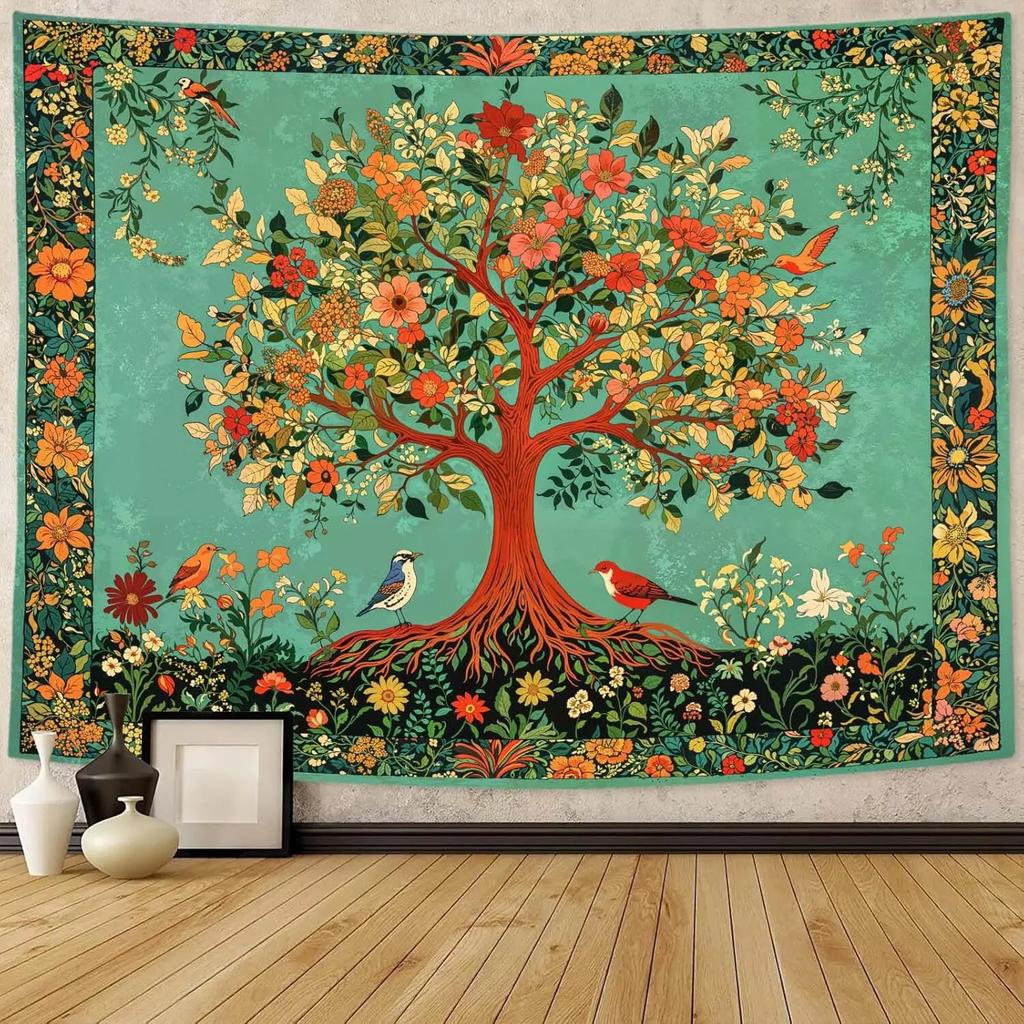 VIKAMA Tree of Life Tapestry Bohemian Mandala Wall Hanging Vintage Spiritual Decor Perfect for Bedrooms