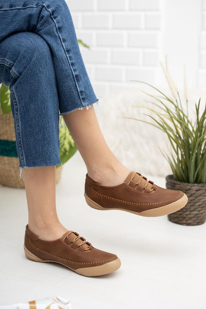 Women's Flat Shoes Orthopedic Pad Tan Denim Shoes