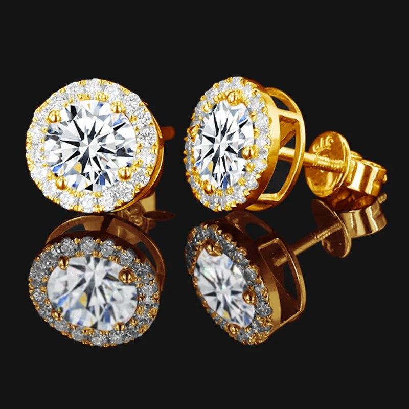 Kolczyki sztyfty ze srebra próby 925 Klasyczne Damskie Okrągłe Dysk Drobne Cyrkonie Sześcienne Dookoła 1.2CT Kolczyki z Moissanitem Biżuteria Fine Trendy