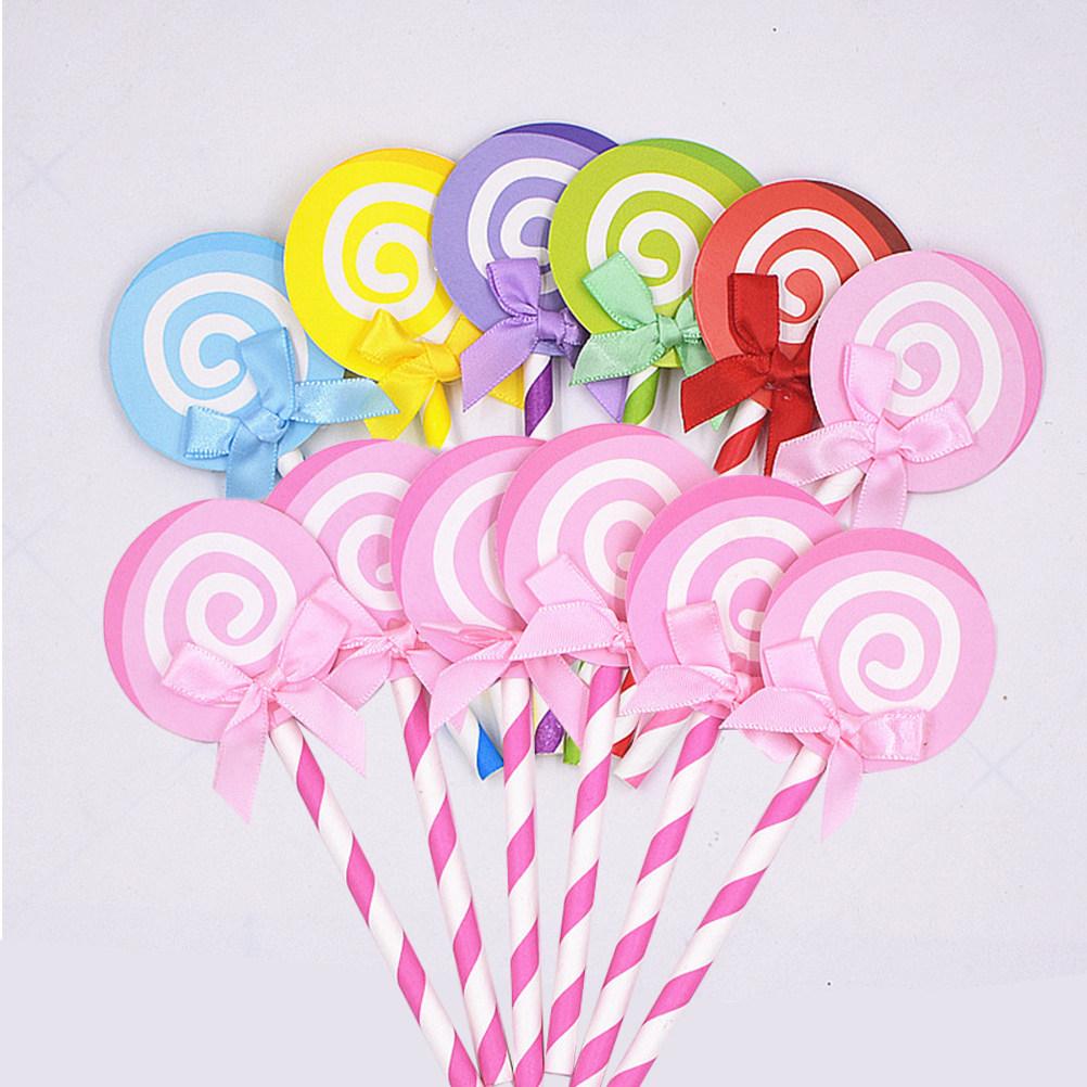 36Pcs Cake Decoration Toppers Lollipop Dessert Table Creative Funny Birthday Wedding Picks Lollipop Cake Topper