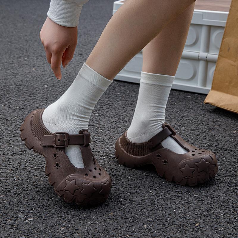 Damen Plateau-Slipper Mode Clogs Weibliche Sommer Garten Schuhe Dicke Sohle Niedliche Stern Freizeit Sandalen Mädchen Indoor Strand Pantoletten