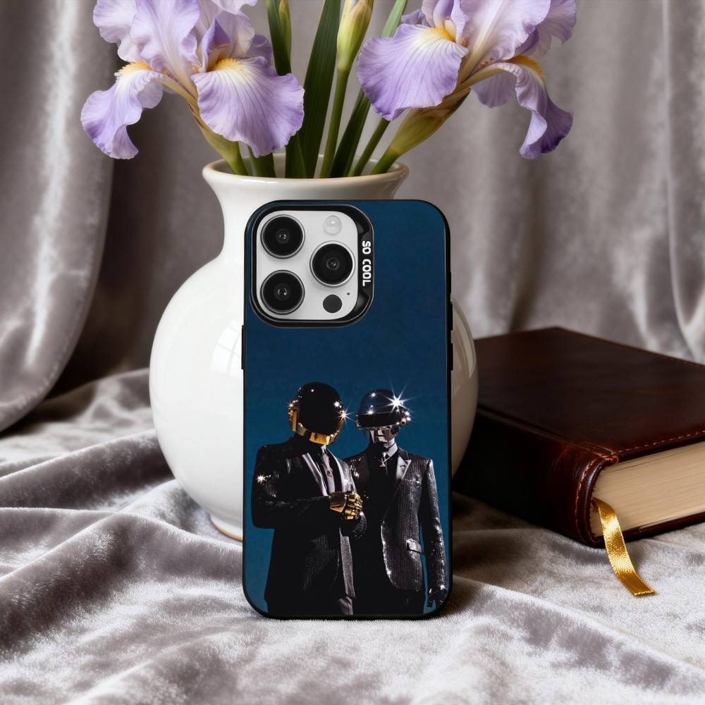 Coque de téléphone D-Daft-T P-Punk-K Pour iPhone17,16,15,14,13,12,11 Plus,Pro Max Noir Argenté Bonbon coque de téléphone