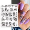 NICOLE DIARY Leopard Flower Nail Stamping Plate Image Transfer Template Geometry Leaf Stainless Steel Stencil Nail Printing Tool