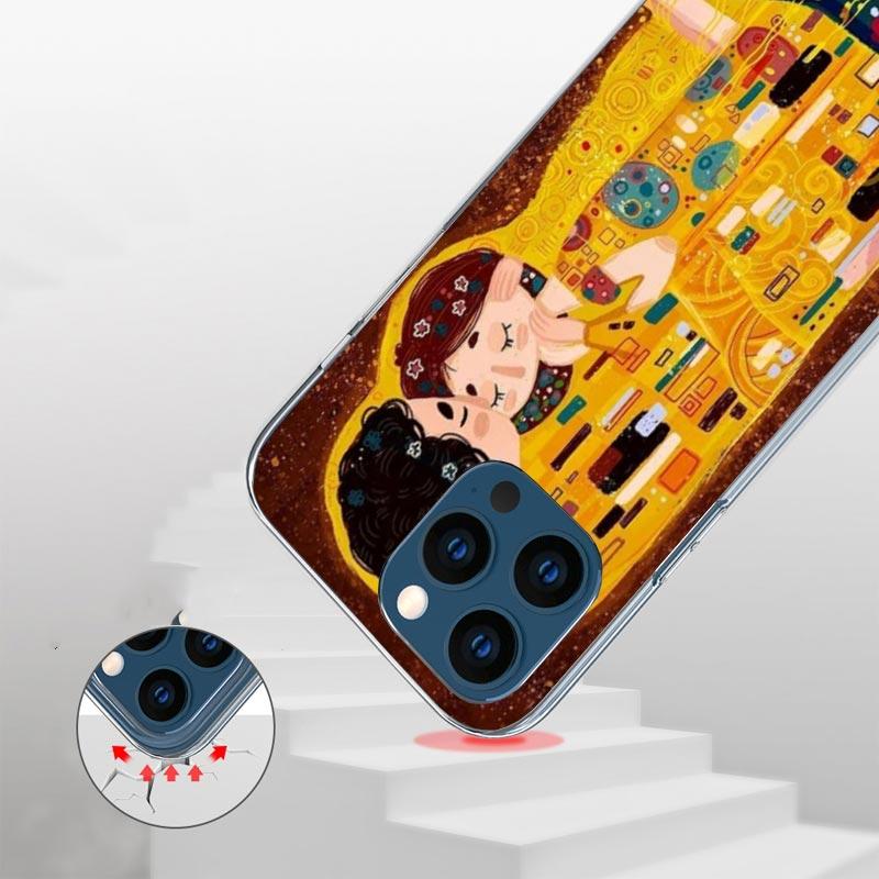 Kiss by Gustav Klimt Desig Case Phone Cover for Apple iphone 16 15 14 13 12 Mini 11 Pro Max 16E X XS XR 7 Plus 8 + SE 2020 Trend