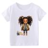 Kids Tales Girls Summer Tshirt Short Sleeve Crew Neck Top Modal Fabric Roundneck Cartoon Print Shirt