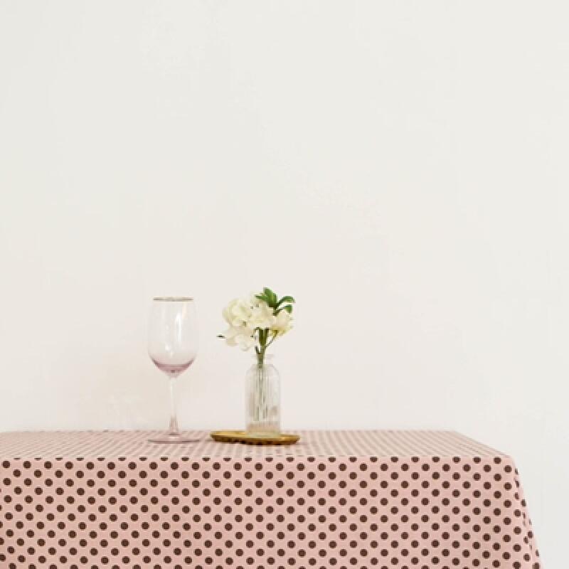 Pink Retro Dot Cotton Linen Tablecloth Table Mat For 2 people