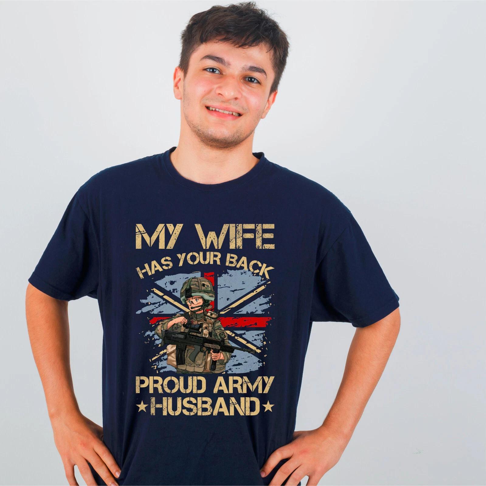 My Wife Has Your Back Army Husband Military Wife Support Remembrance Day T-Shirt 3XL