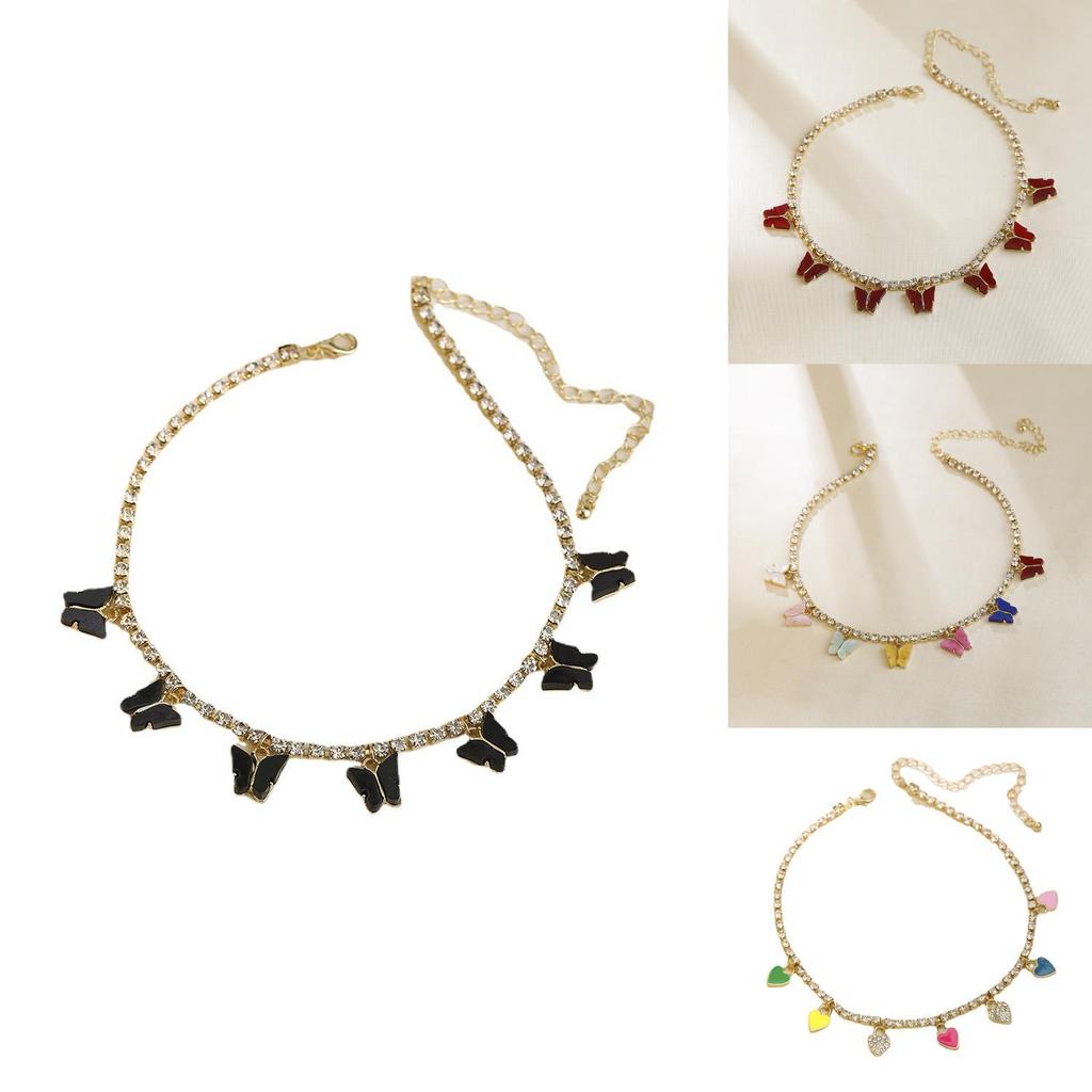 Snygg Flerfärgad Fjärilshänge Halsband Trendig Minimalistisk Choker För Kvinnor