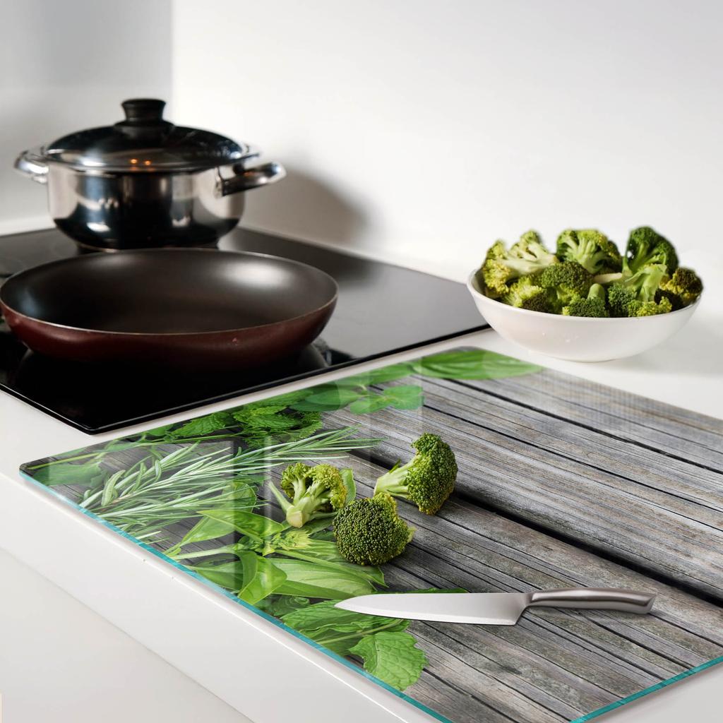 Tempered Multifunctional Decorative Glass Board Wood Herbs 60x52 cm