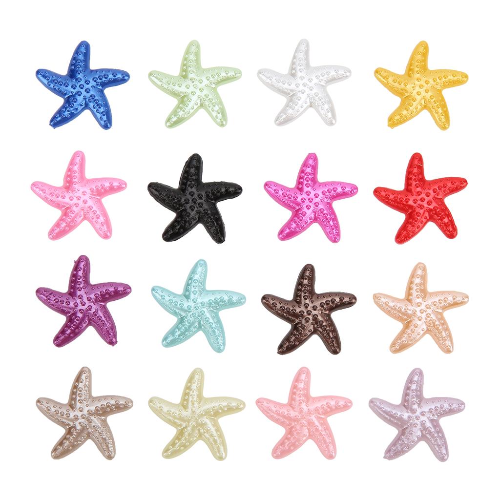 200pcs Resin Charm Starfish Shape Imitation Pearl Sticker Mobile Phone Decoration Material
