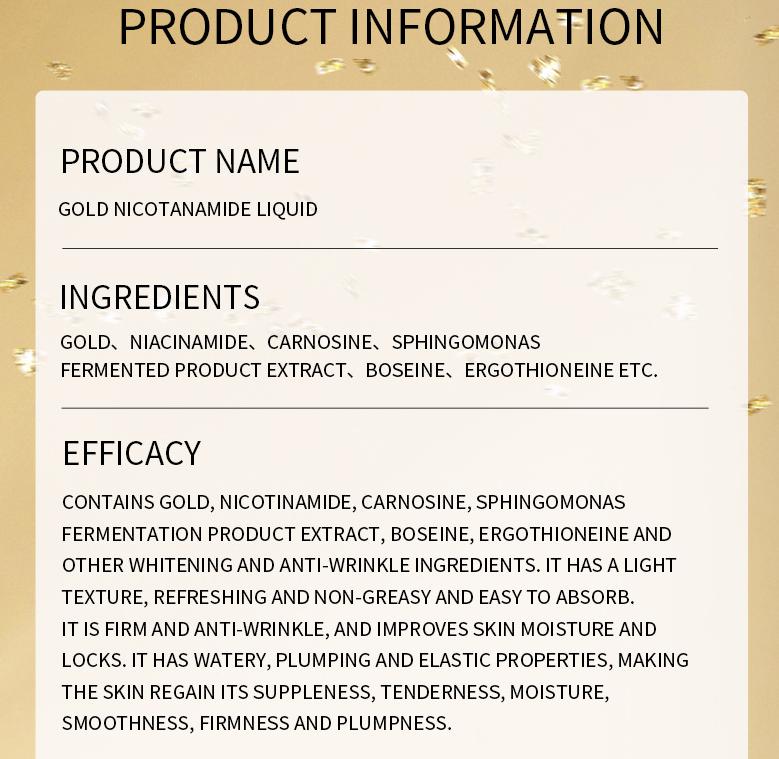 24K Gold Nicotinamide Serum - Anti-Aging & Hydrating Face Treatment, 99.9% Pure Gold + Niacinamide,Glowing, Firm & Plump Skin