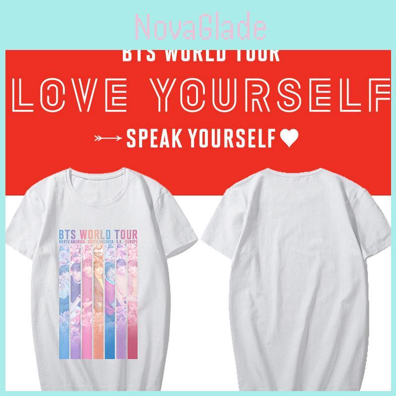 Kpop World Bts Tour T-shirt Speak Yourself Konsert T-shirt Jk Rm Suga Toppar