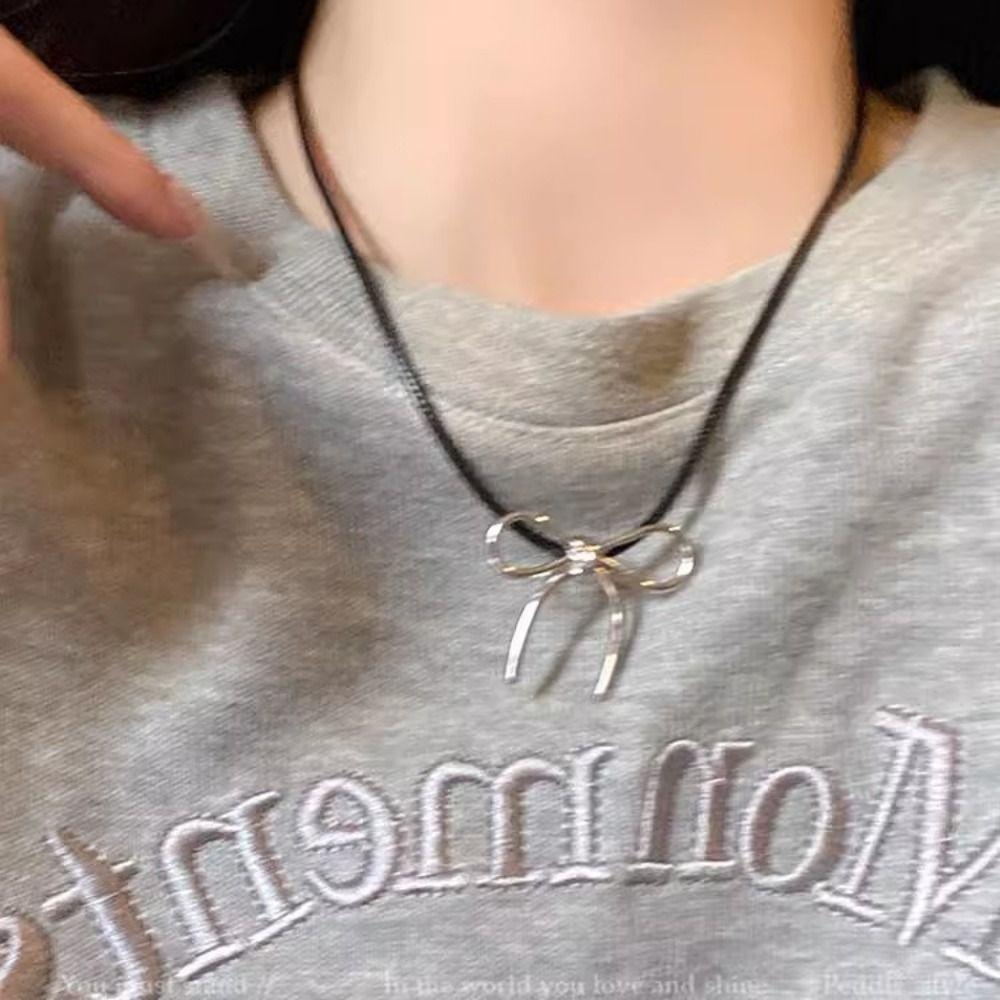 Classic Snake Chain Choker Zinc Zinc Alloy Bowk Clavicle Chain Trendy Bowknot Necklace  Gifts