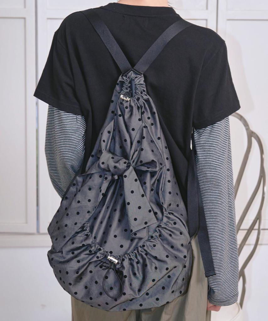 The Green Lab Ribbon String Dot Backpack [Grey]