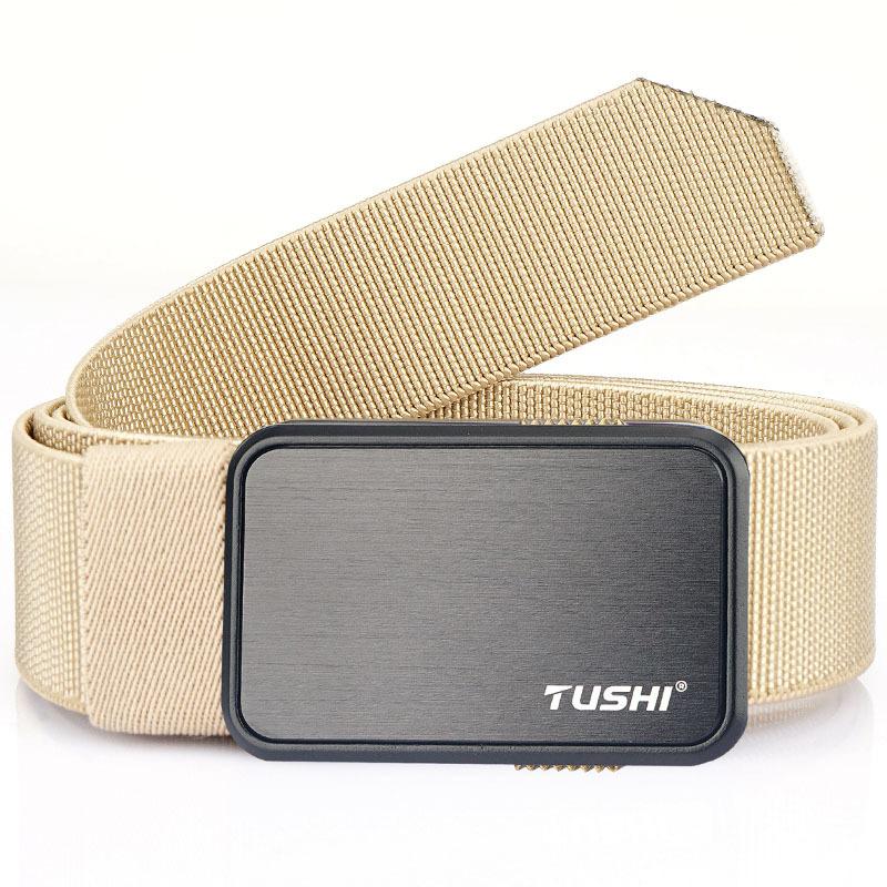 Nový pánský pásek na dojíždění s automatickou přezkou Nylonový pás, univerzální dvouvrstvý silný pás pro venkovní volný čas