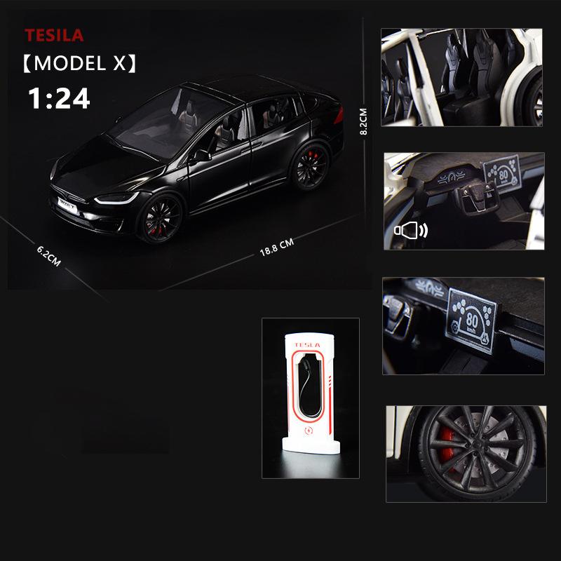 1:24 Model X Model Y Tesla Model 3 Alloy Die Cast Toy Car Model Sound and Light Children's Toy Collectibles Birthday Gift