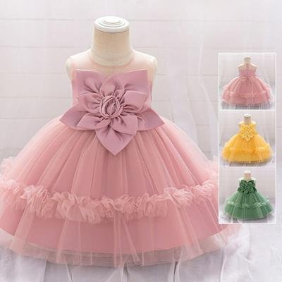 One-year-old Baby Dress Net Gauze Tutu Skirt Big Flower Princess Dress Holiday Costume Flower Girl Dress Skirt