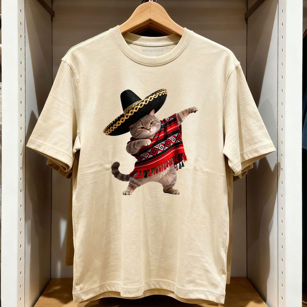 Funny Dabbing Mexican Cat Sombrero Cinco de Mayo Essential TShirt Women Unisex cotton printed t shirts Adult camisetas tops tee